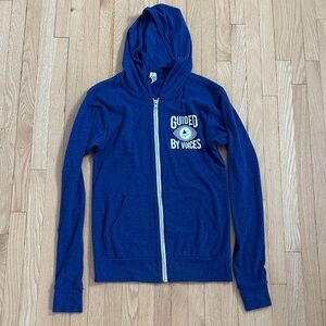 Blue and white Guided by Voices zip up hoodie unisex small